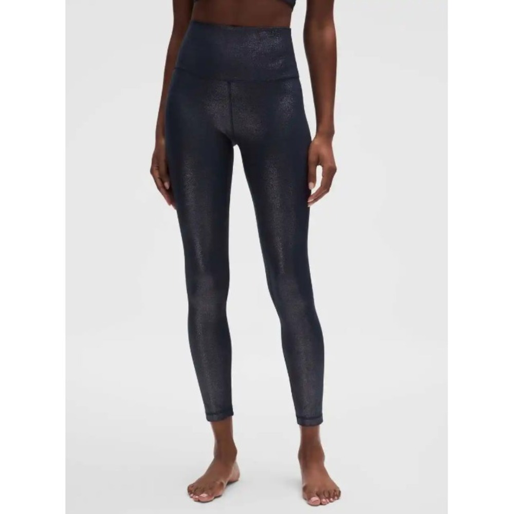 Lululemon Align HR Pant 25" Shimmer Luxe True Navy Blue Leggings LW5GJNS Size 2